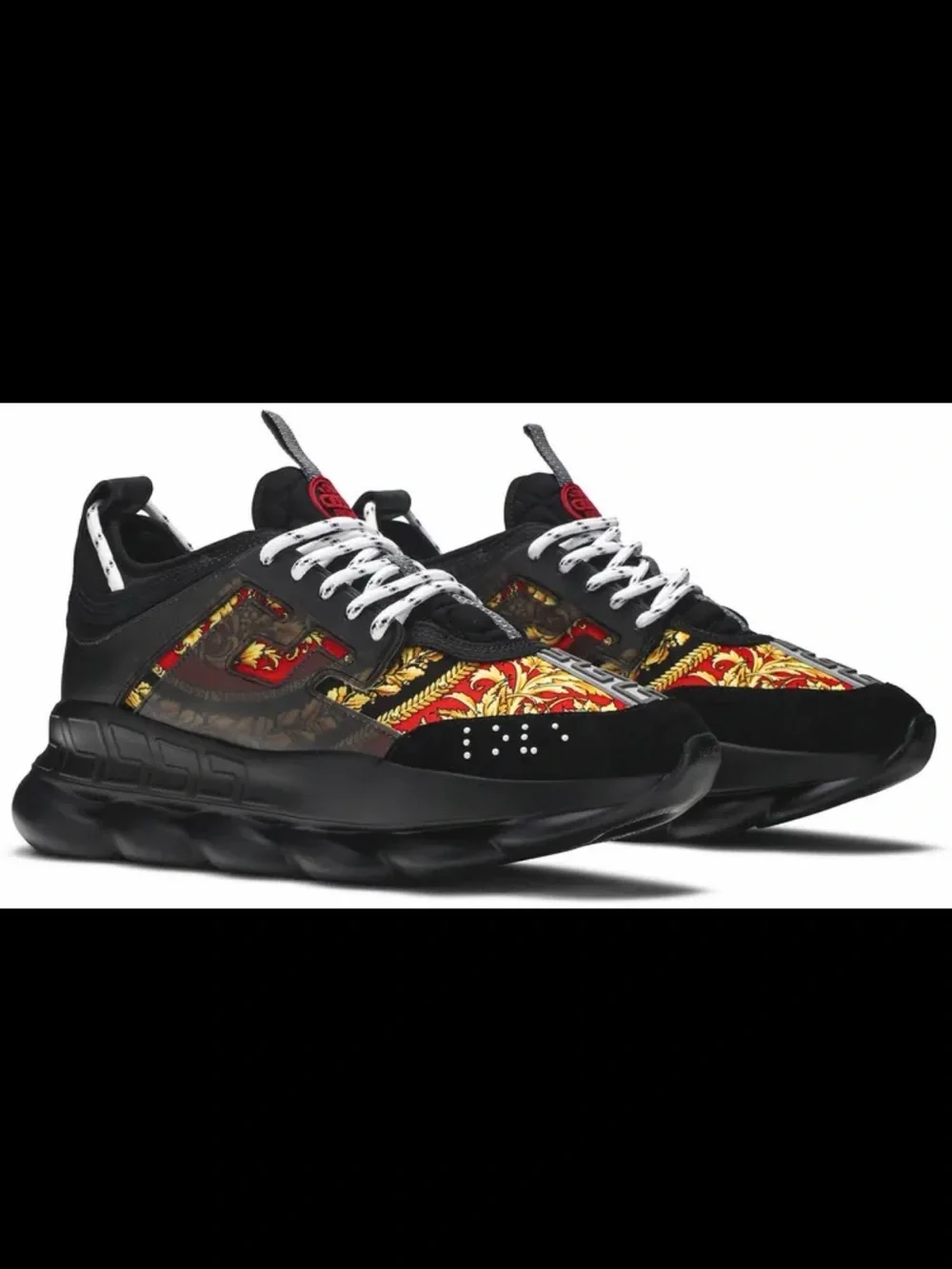 Versace Black, Red & Gold Baroque Men's Sneakers (NO BOX)